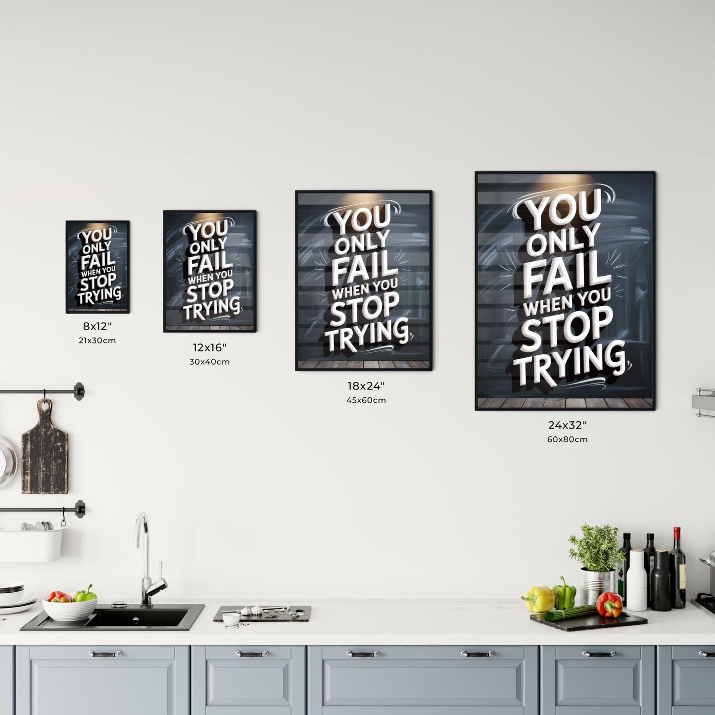 Inspirational Chalkboard Quote: Perseverance and Motivation for Success. Chart