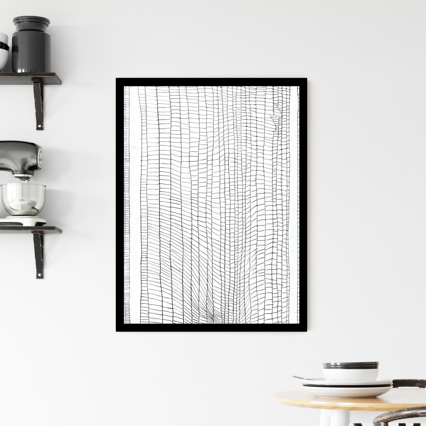 Intersecting Lines: A Dance of Structure and Void in Space Framed Print