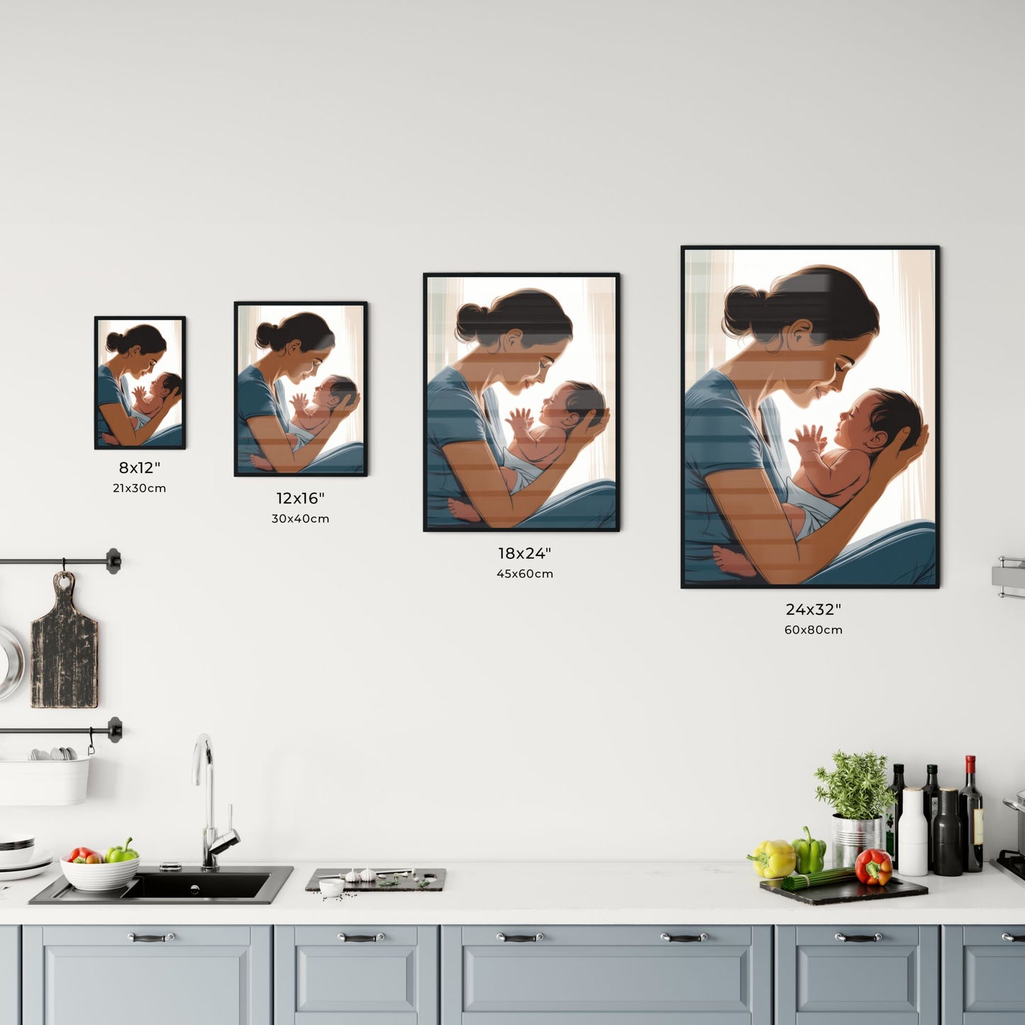 Intimate Moment: A Mother and Baby Sharing Love in a Serene Setting Chart