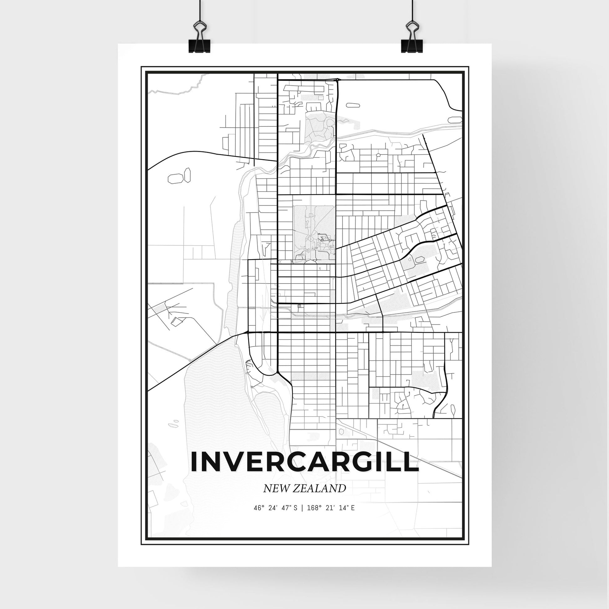 Invercargill New Zealand - Premium City Map Poster