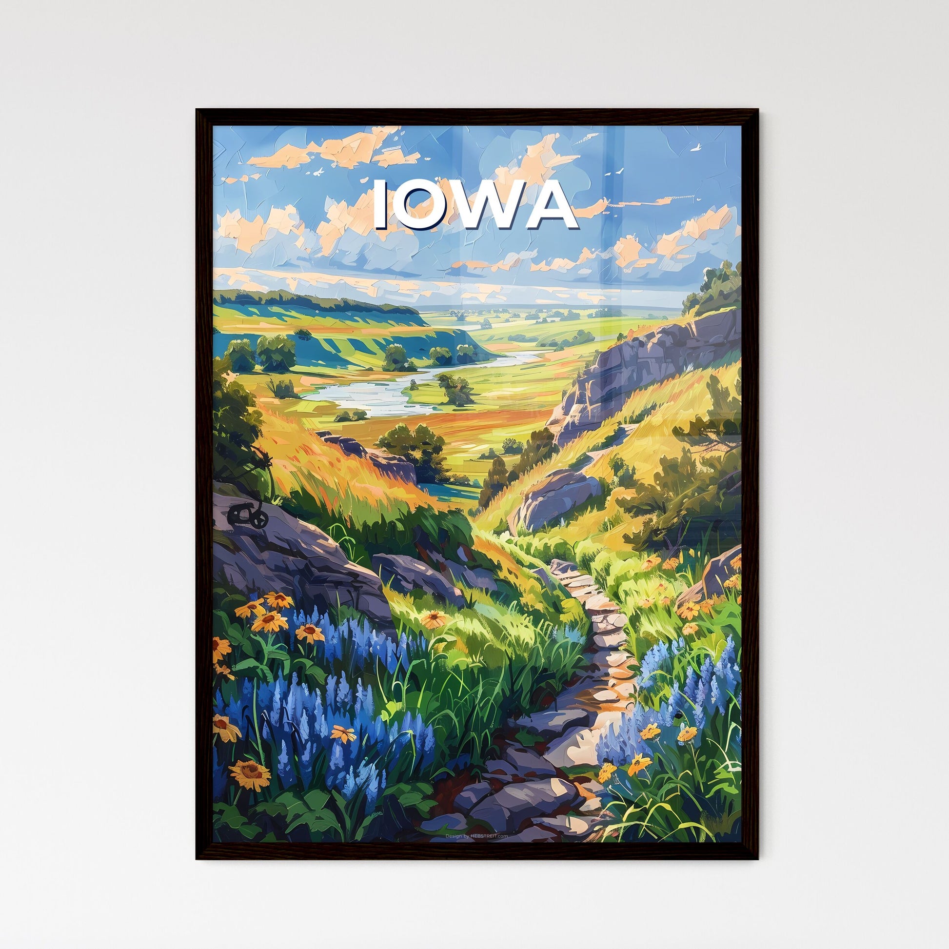 Iowa Landscape Painting: River, Path, Art, Landscape, Nature, Vibrant, Canvas