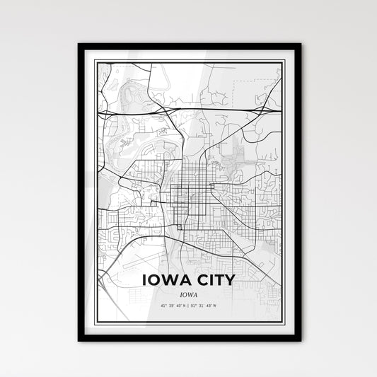 Iowa City Iowa - Scandinavian Style City Map for Modern Home Decor