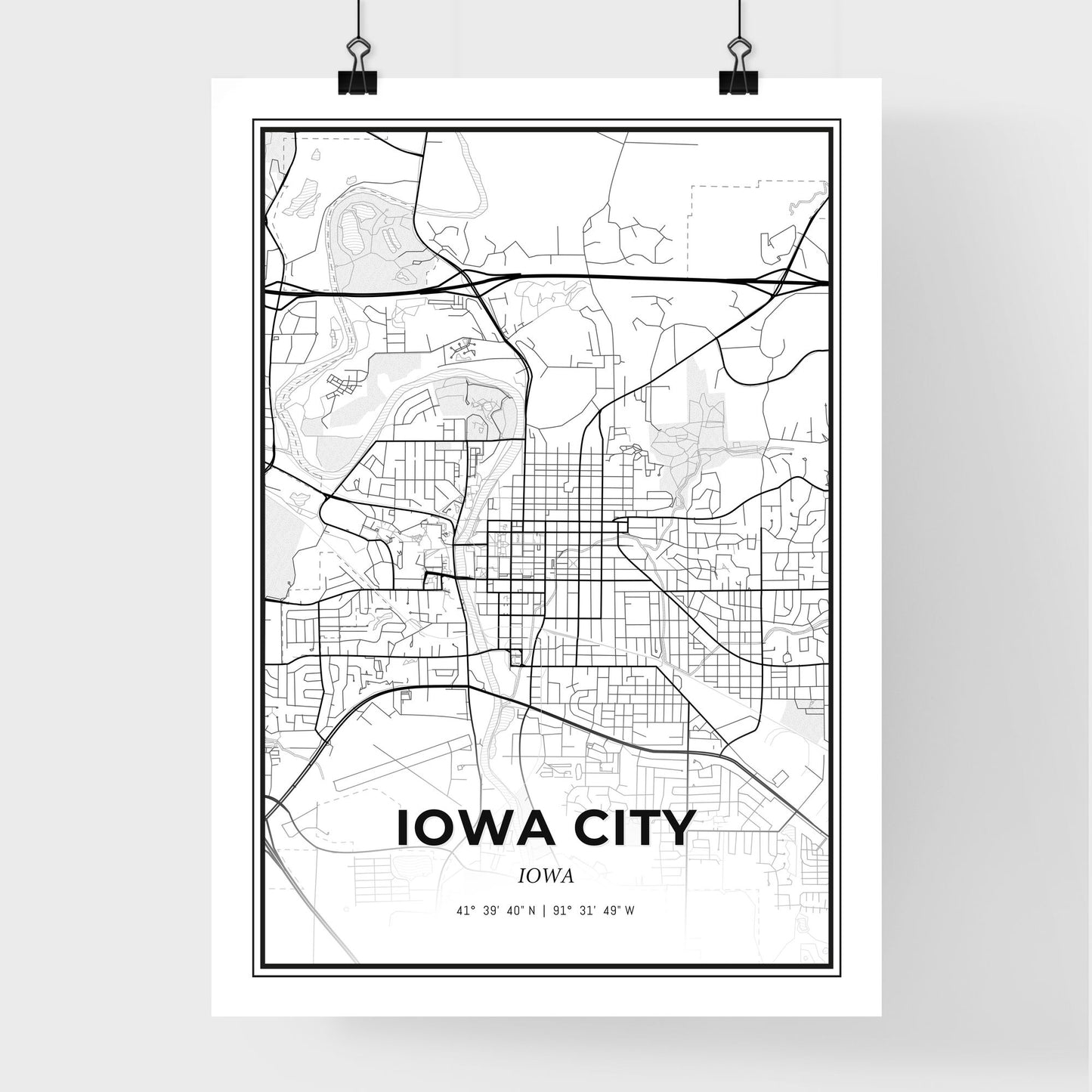 Iowa City Iowa - Premium City Map Poster