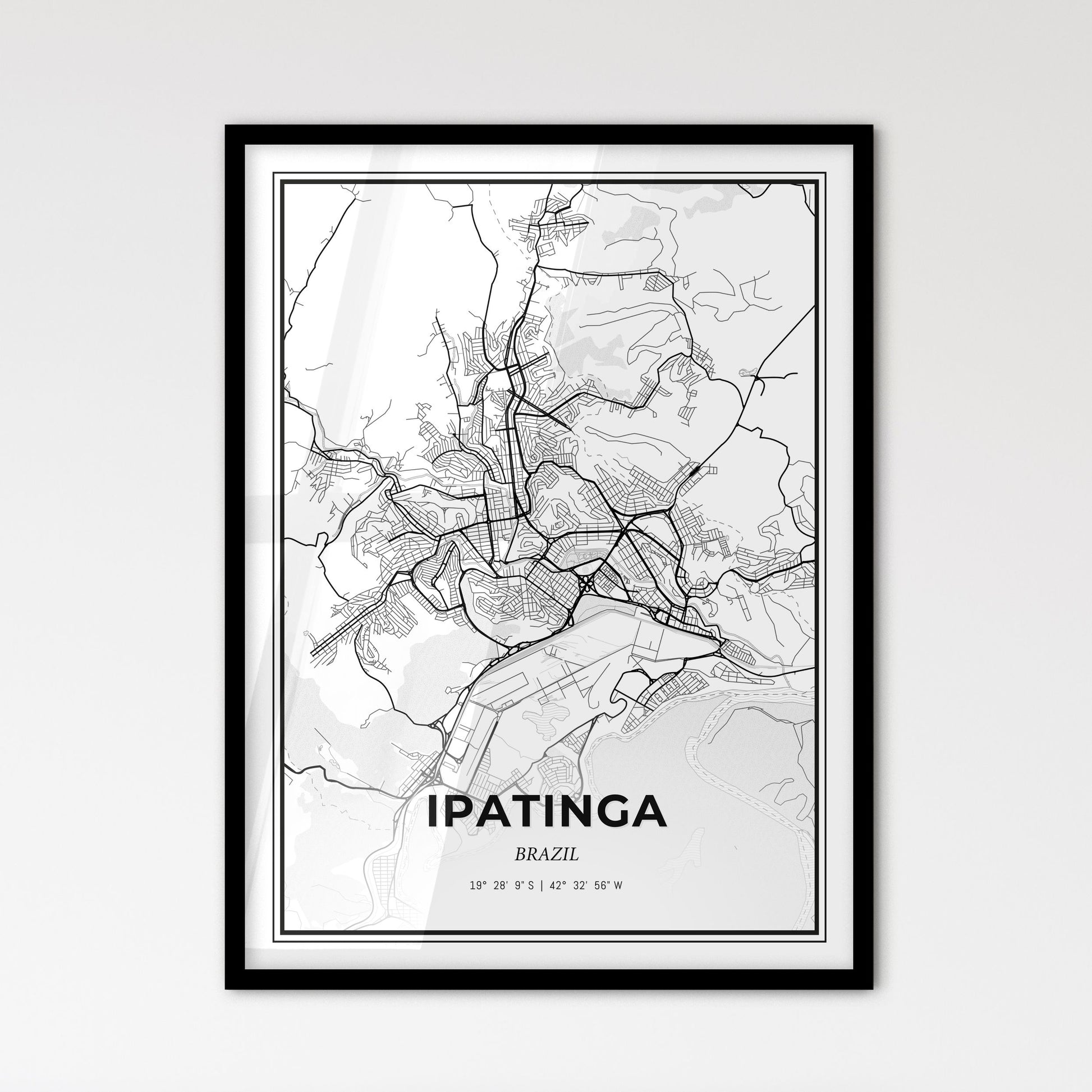 Ipatinga Brazil - Scandinavian Style City Map for Modern Home Decor