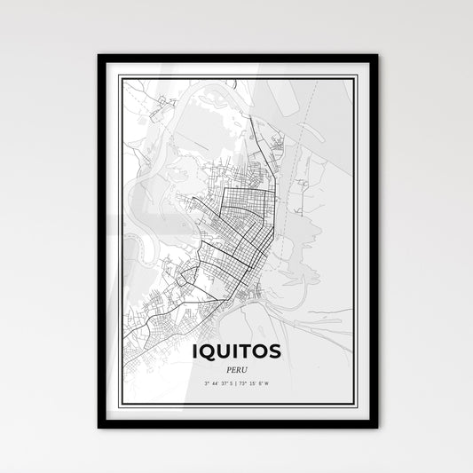 Iquitos Peru - Scandinavian Style City Map for Modern Home Decor