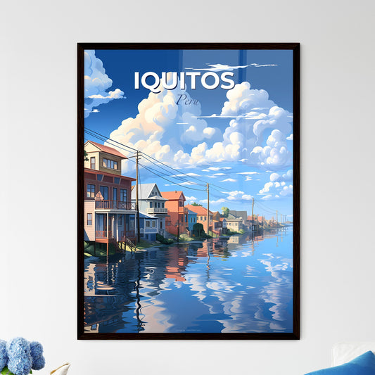 Vibrant Peruvian Artwork Depicting Colorful Row Houses on Water, Iquitos Skyline Default Title