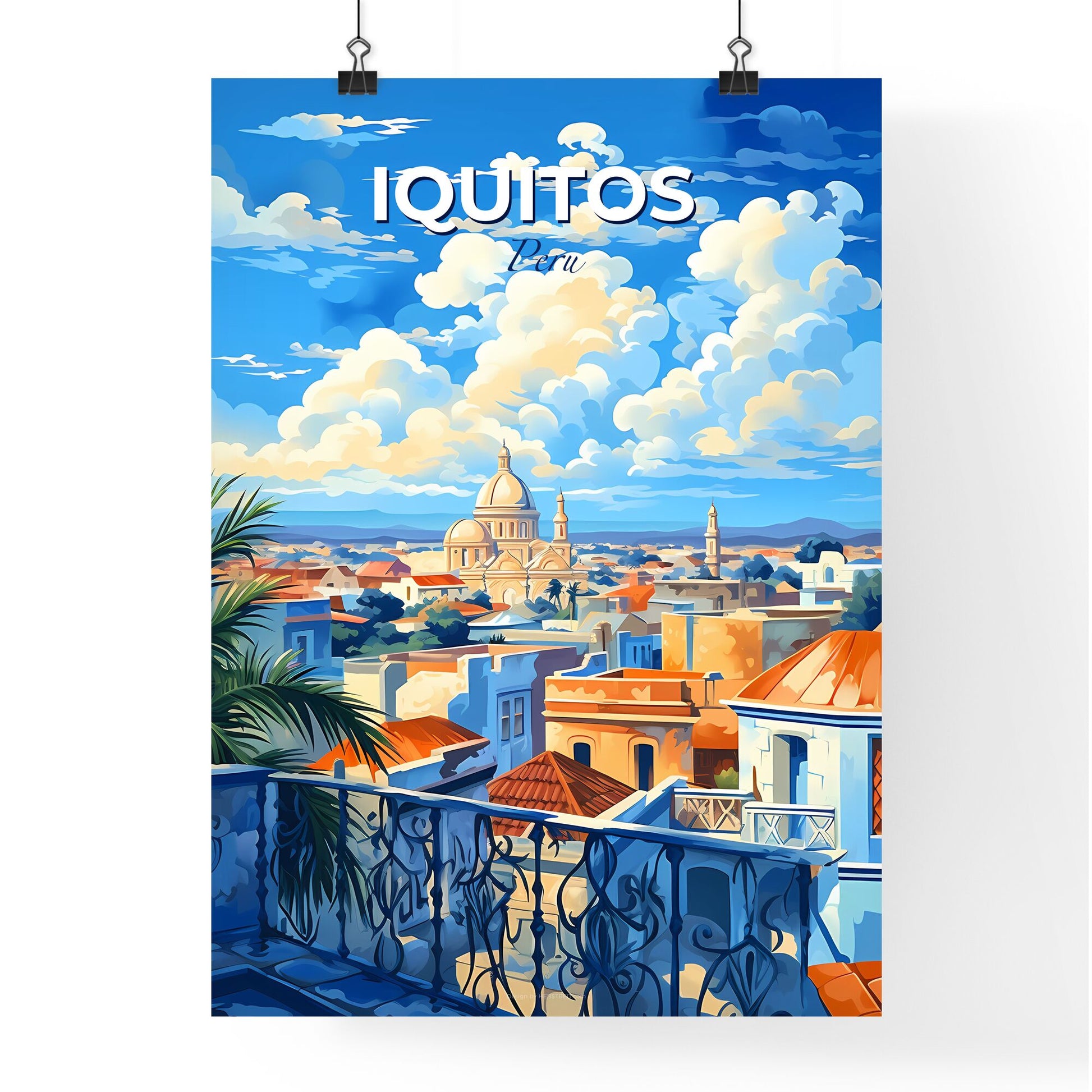 Iquitos Peru City Skyline View Urban Art Painting Architectural Travel Landmark Default Title