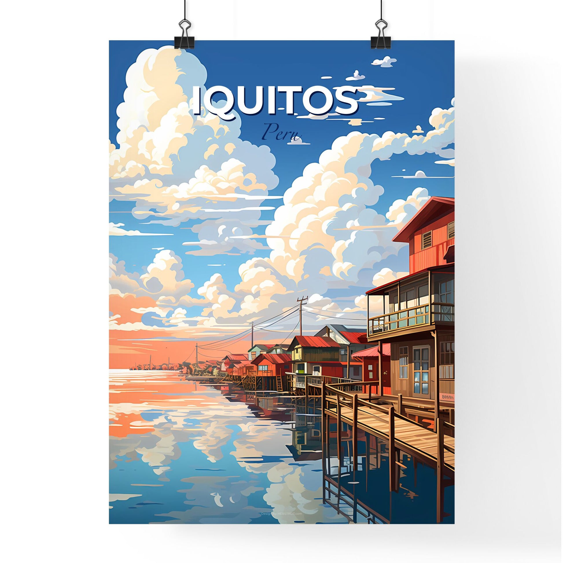 Iquitos Peru Skyline - Vibrant Art Painting of Houses on Water Default Title