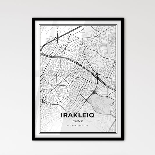 Irakleio Greece - Scandinavian Style City Map for Modern Home Decor