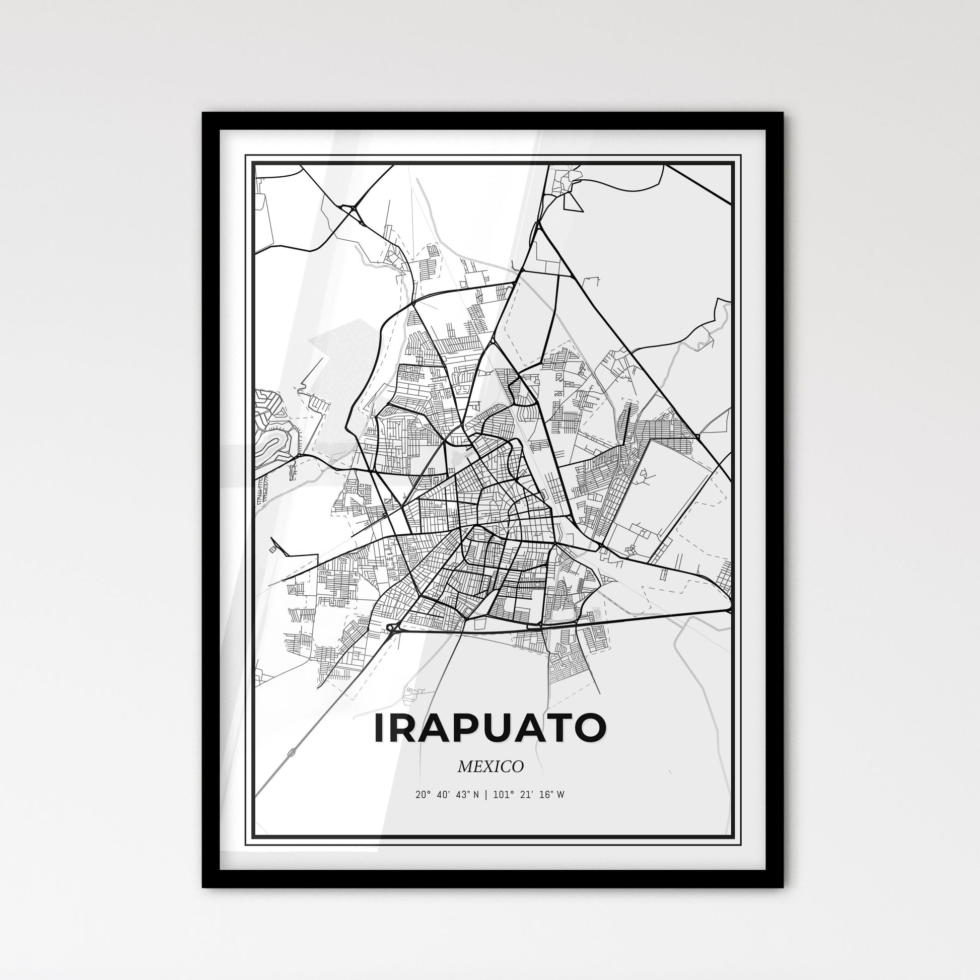 Irapuato Mexico - Scandinavian Style City Map for Modern Home Decor