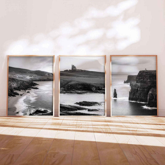 Irish Wall Art Set of 3 | Cliffs of Moher, Dunquin Pier & Coumeenoole Beach