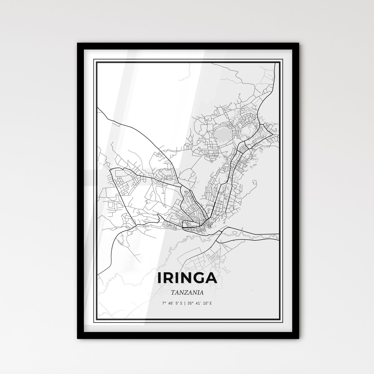 Iringa Tanzania - Scandinavian Style City Map for Modern Home Decor