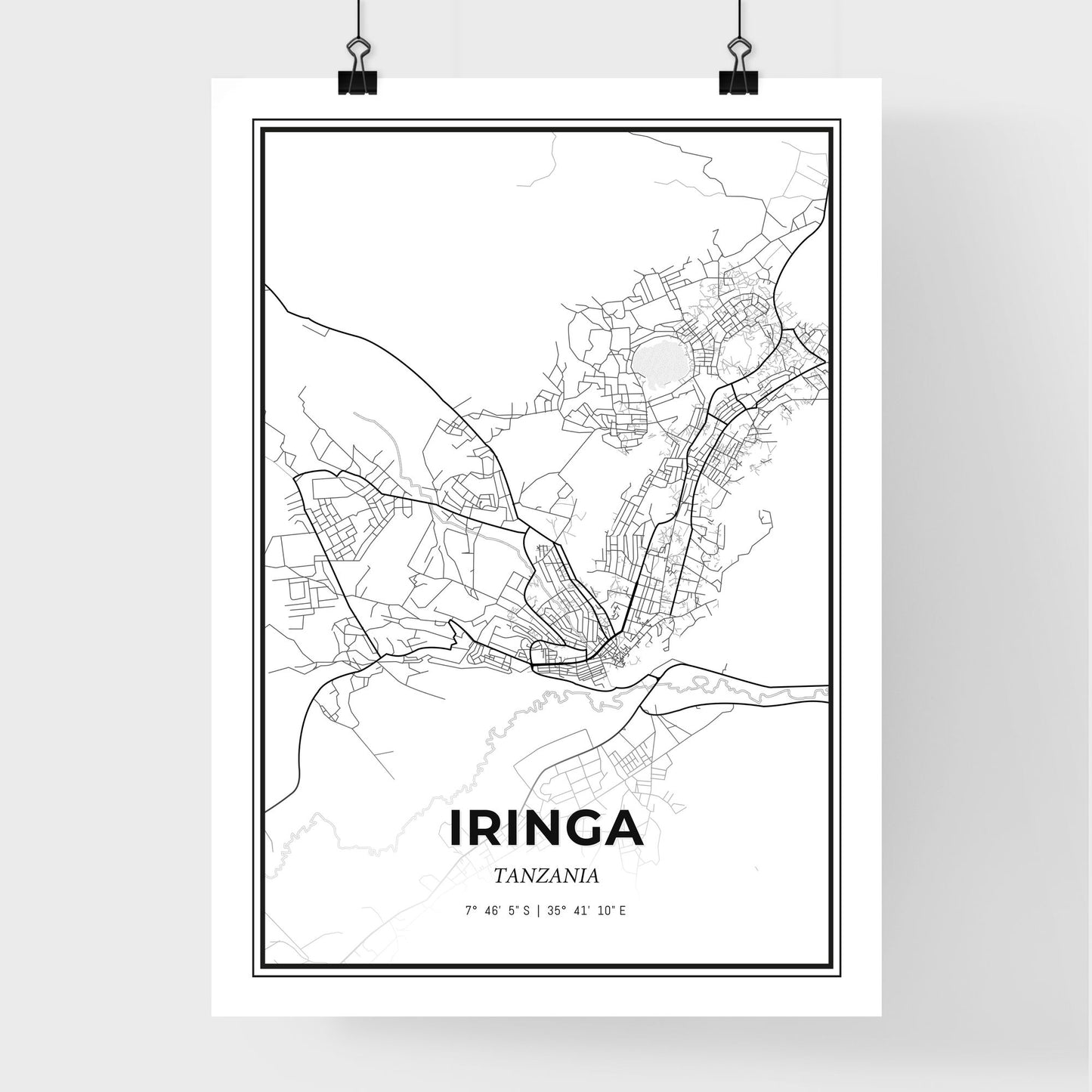 Iringa Tanzania - Premium City Map Poster