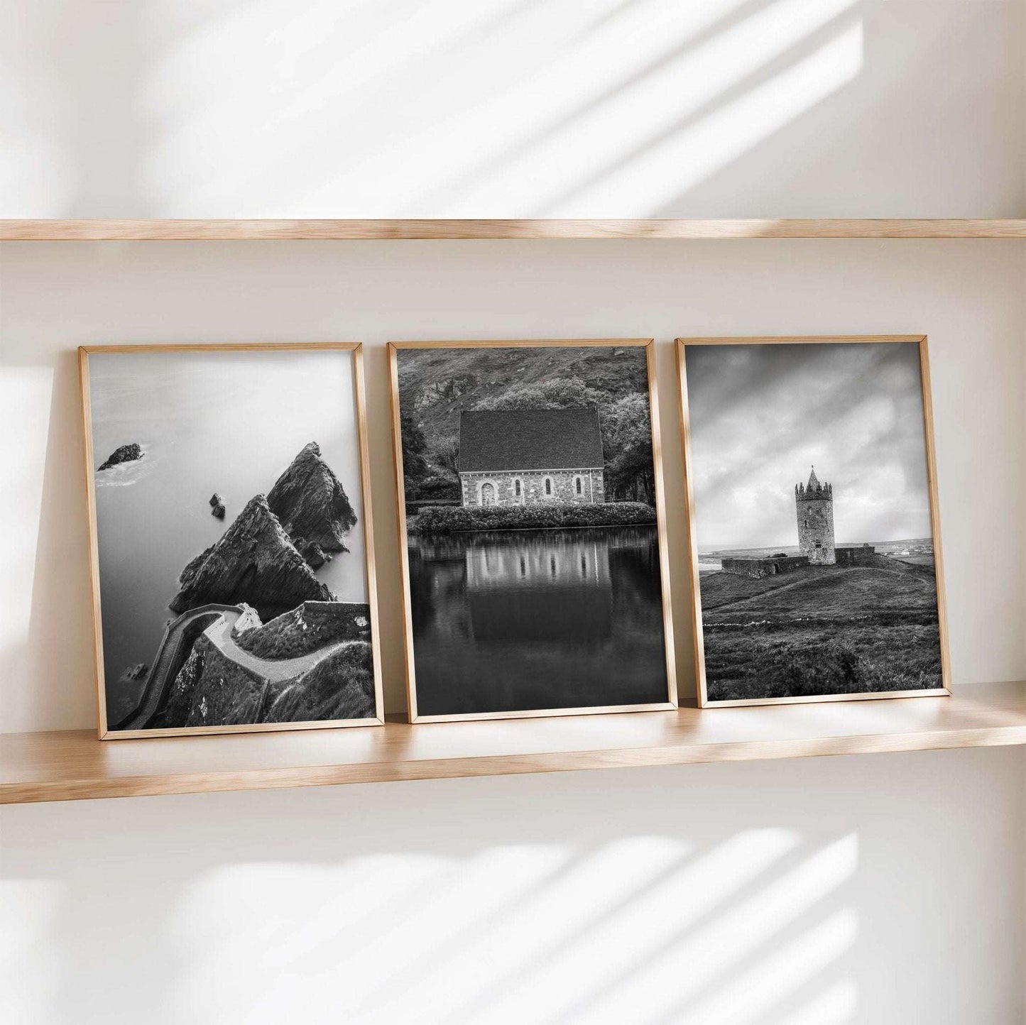 Ireland Wall Art Set of 3 – Black & White Landscape Photography Prints