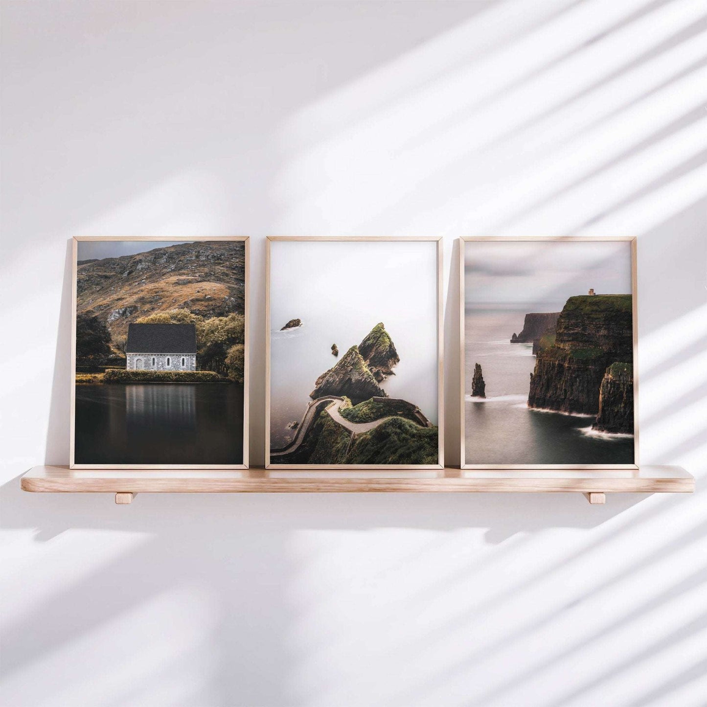 Irish Wall Art Set of 3 – Gougane Barra, Dunquin Pier & Cliffs of Moher Prints