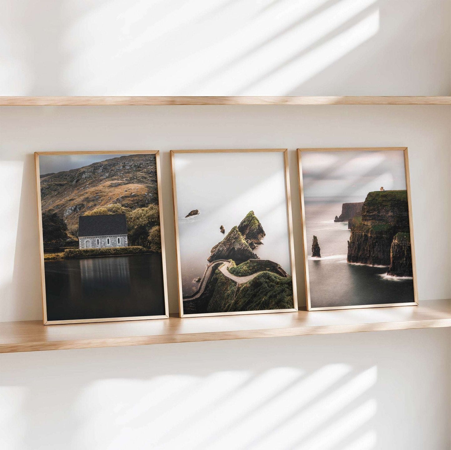 Irish Wall Art Set of 3 – Gougane Barra, Dunquin Pier & Cliffs of Moher Prints
