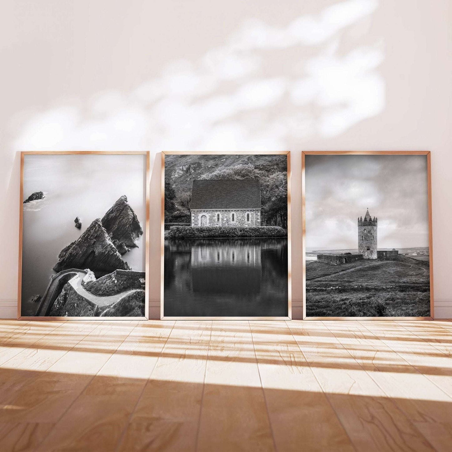 Ireland Wall Art Set of 3 – Black & White Landscape Photography Prints