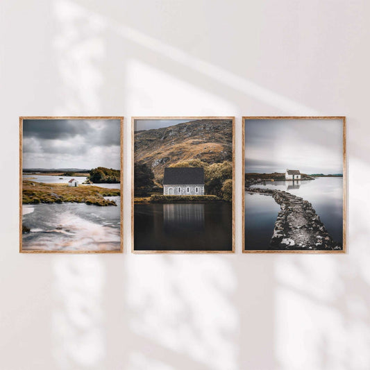 Irish Wall Art Set of 3 | Connemara Hut, Gougane Barra & Fisherman’s Bothy
