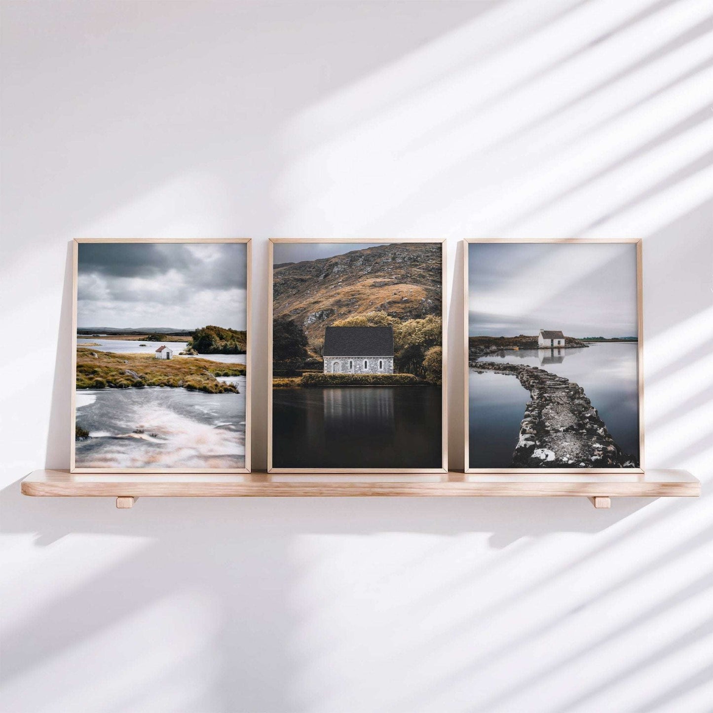 Irish Wall Art Set of 3 | Connemara Hut, Gougane Barra & Fisherman’s Bothy