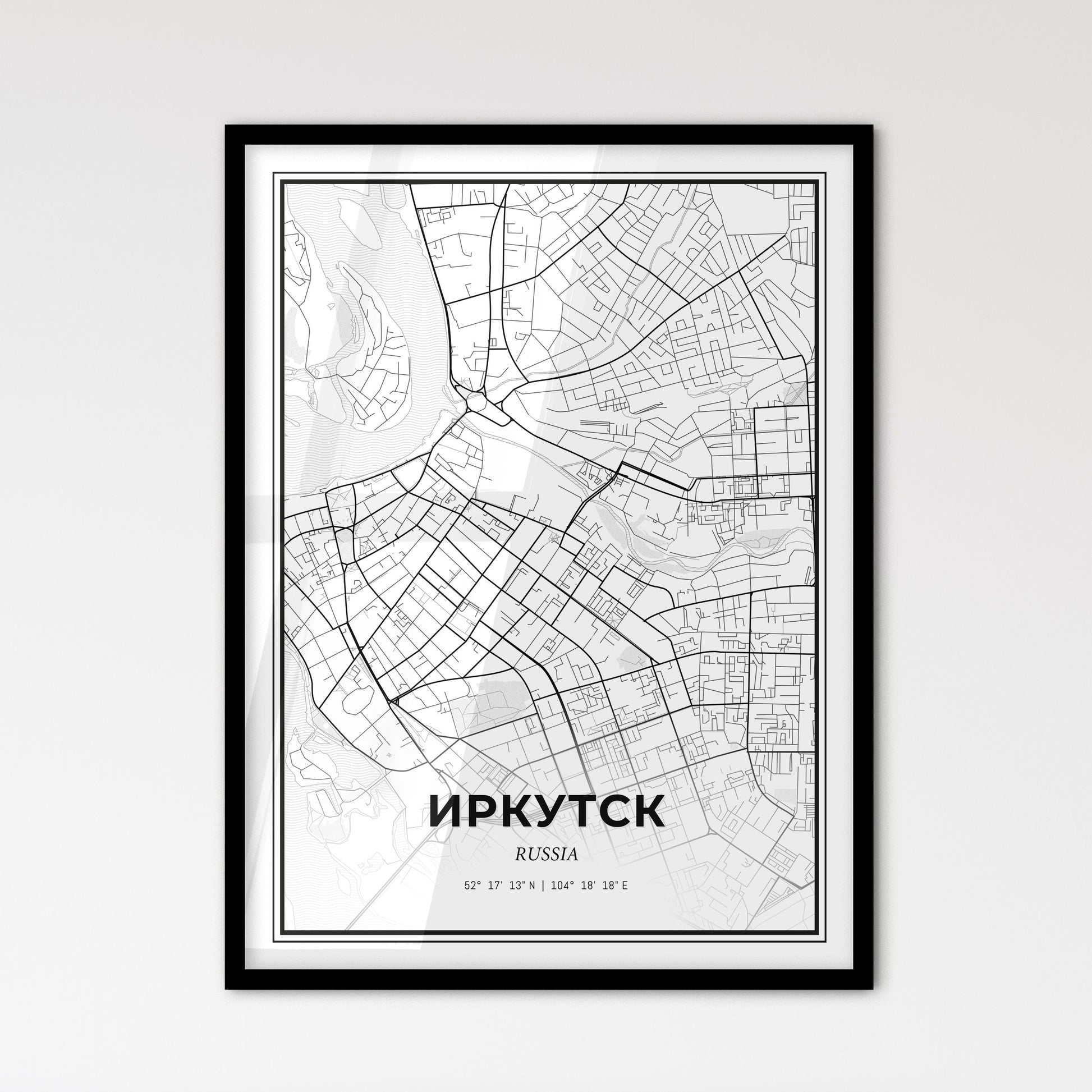 Irkutsk Russia - Scandinavian Style City Map for Modern Home Decor