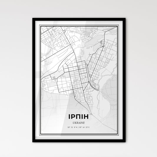 Irpin Ukraine - Scandinavian Style City Map for Modern Home Decor