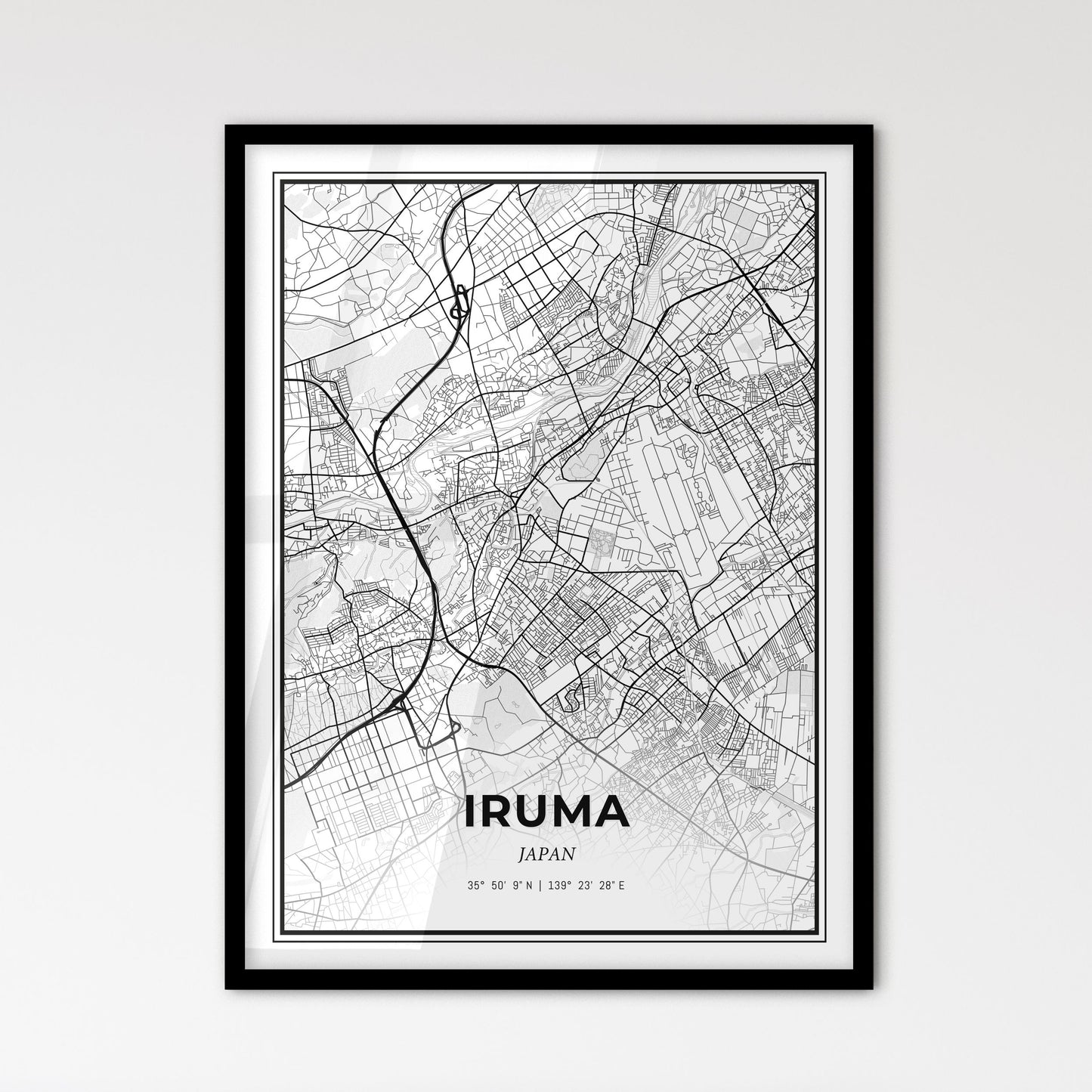 Iruma Japan - Scandinavian Style City Map for Modern Home Decor