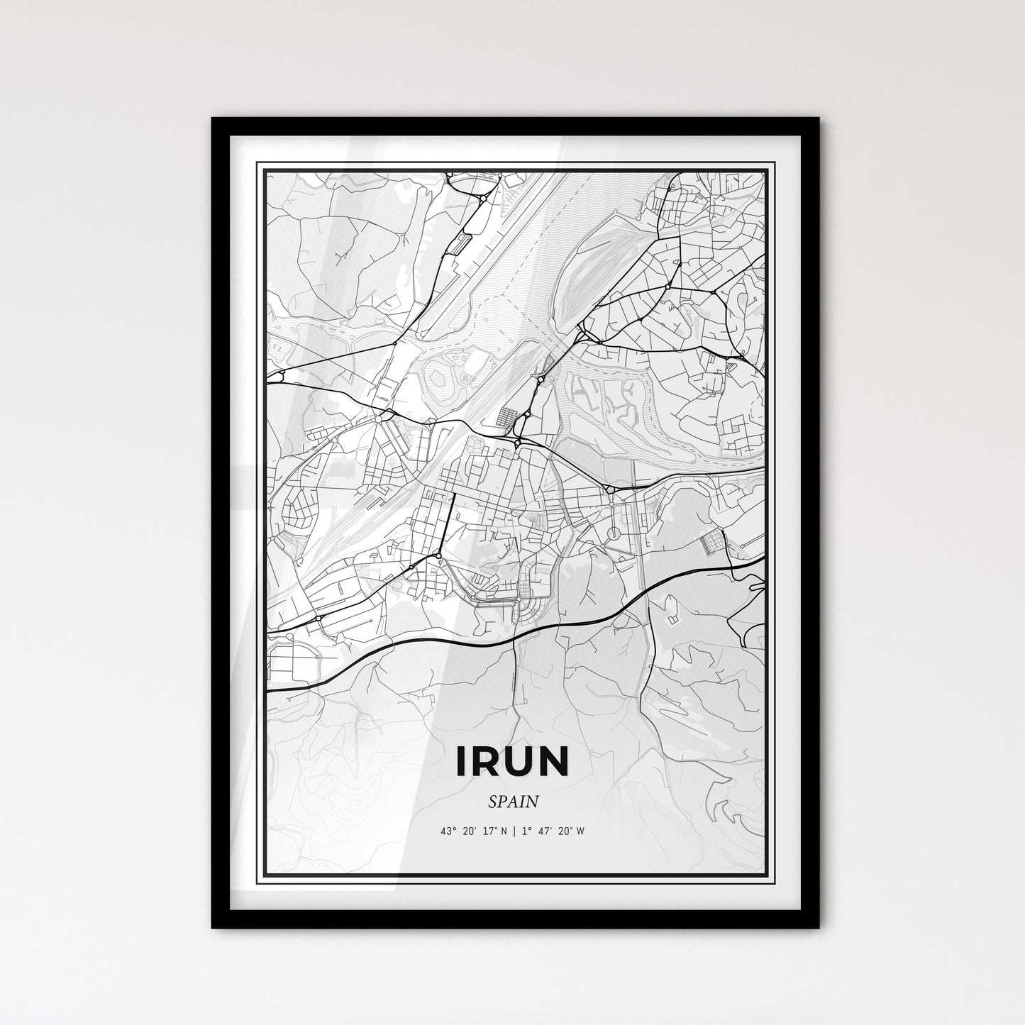 Irun Spain - Scandinavian Style City Map for Modern Home Decor