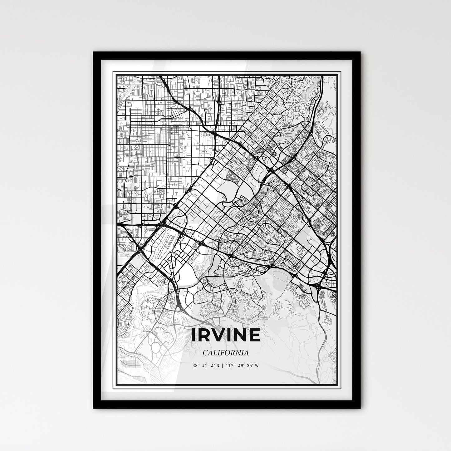 Irvine California - Scandinavian Style City Map for Modern Home Decor