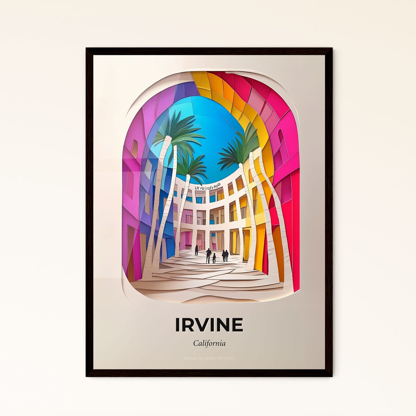 Vivid Irvine, California - a paper cut of a building with palm trees