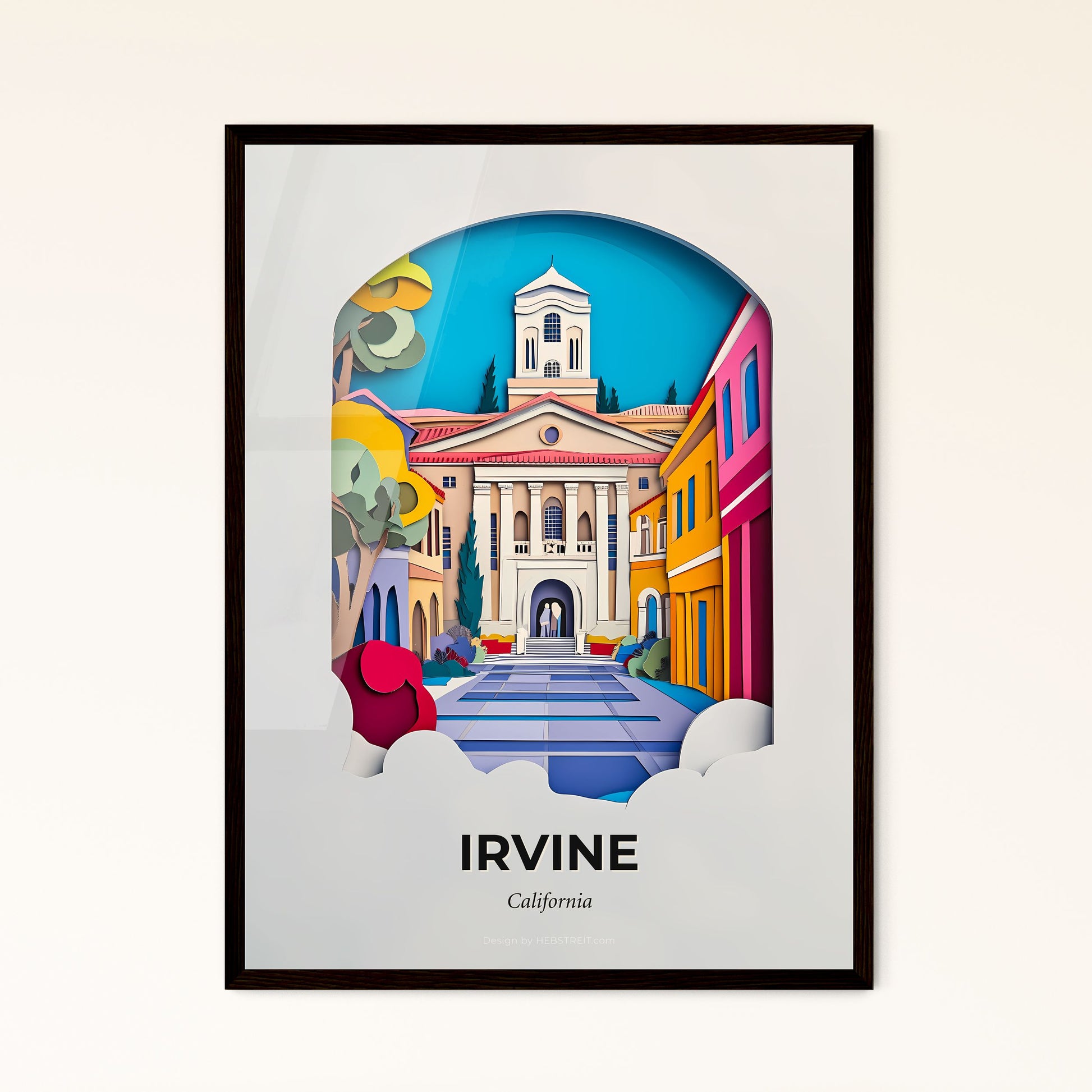 Vivid Irvine, California - a paper cut of a building with a clock tower