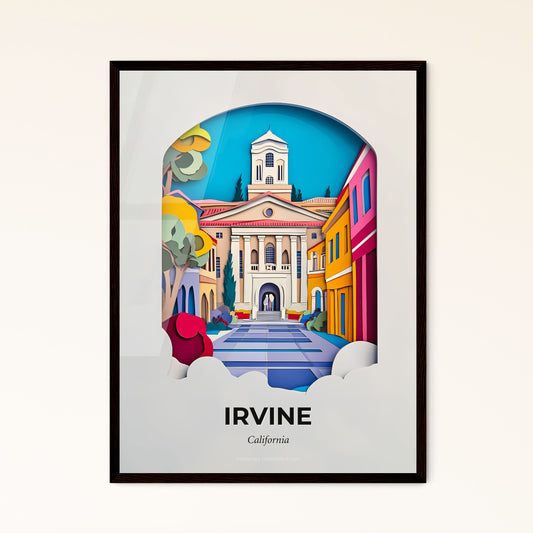 Vivid Irvine, California - a paper cut of a building with a clock tower