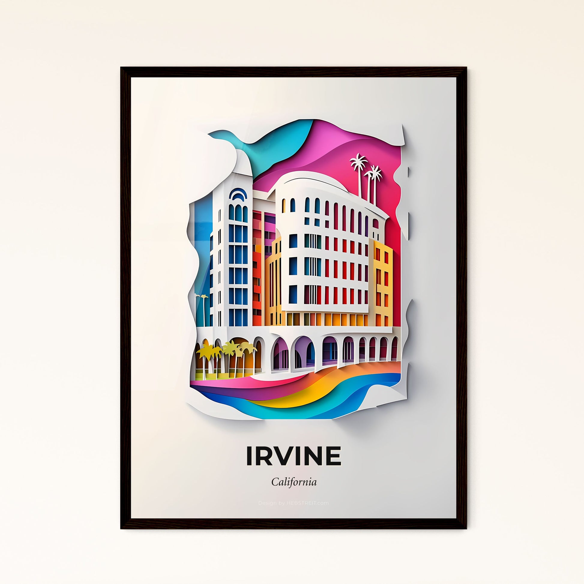 Vivid Irvine, California - a paper cut of a building with a rainbow sky