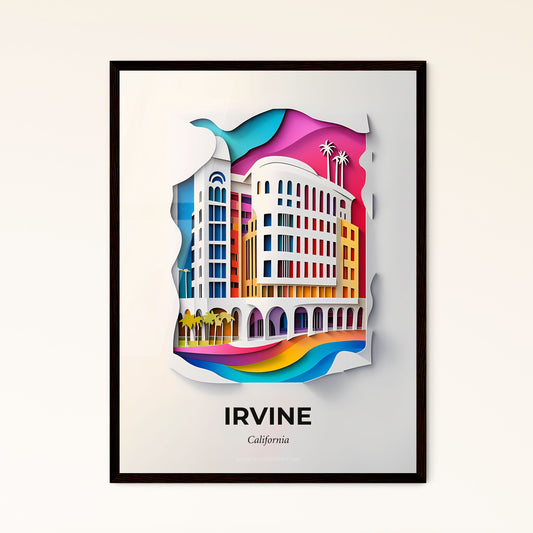 Vivid Irvine, California - a paper cut of a building with a rainbow sky