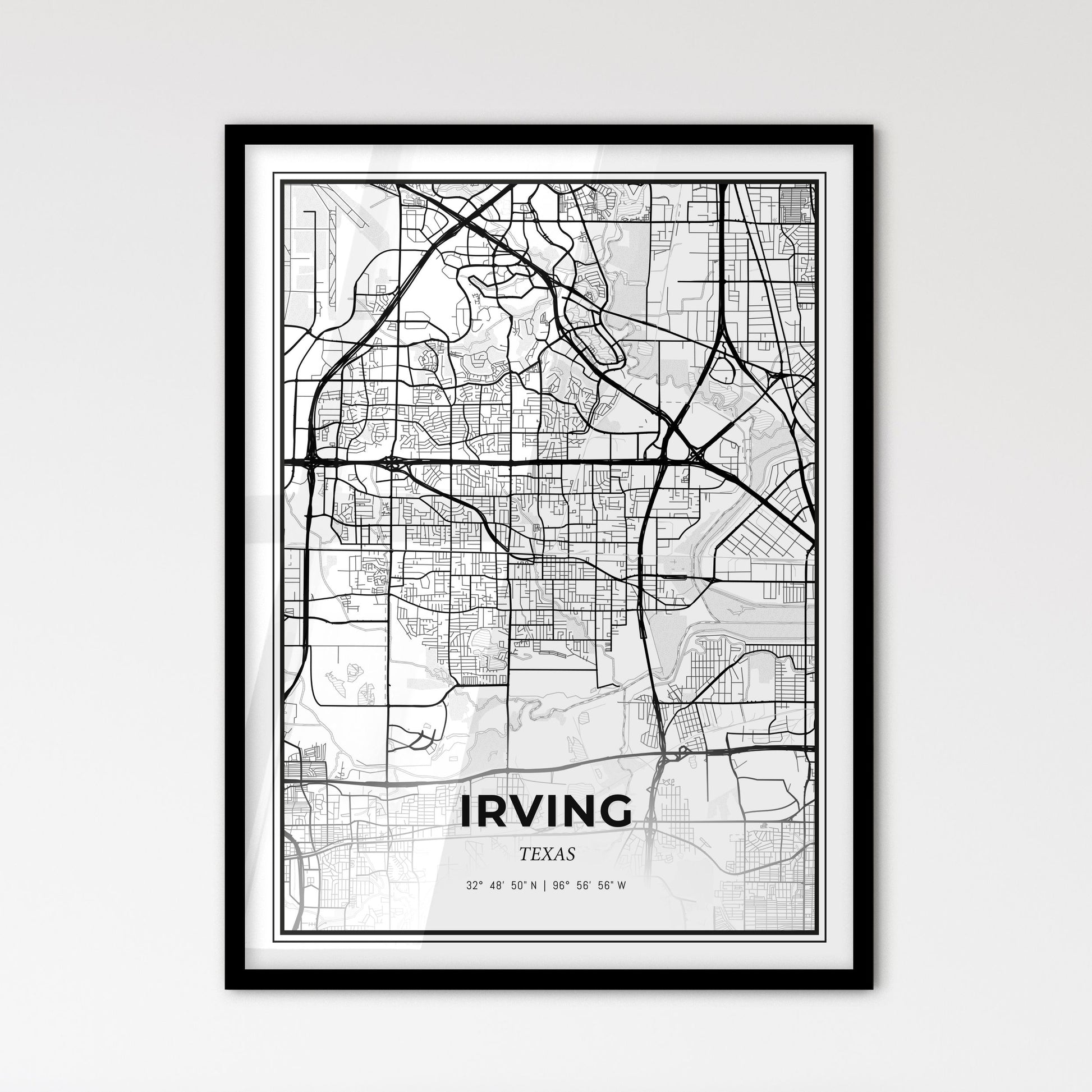 Irving Texas - Scandinavian Style City Map for Modern Home Decor