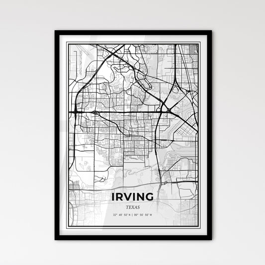 Irving Texas - Scandinavian Style City Map for Modern Home Decor