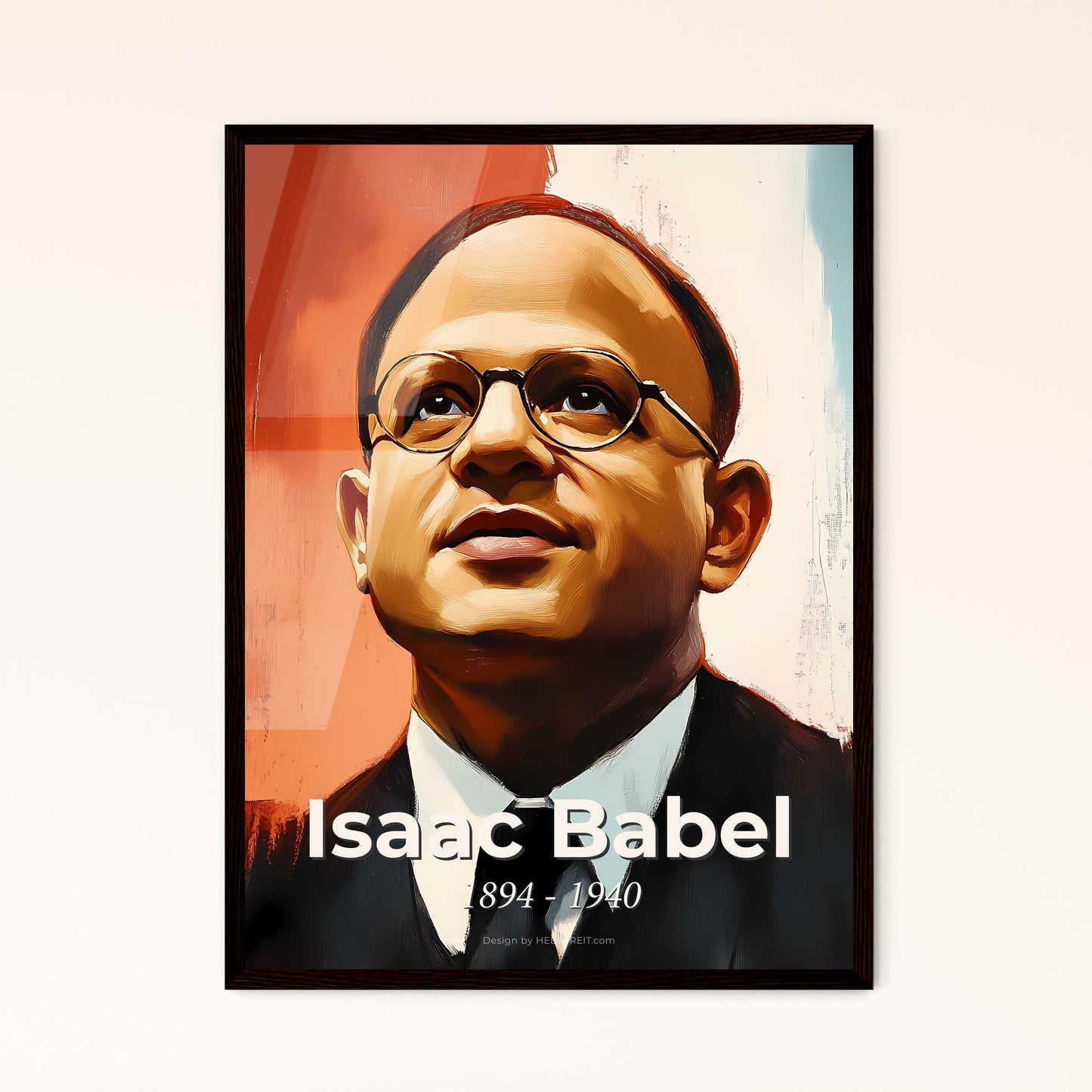 Portrait of Isaac Babel, 1894 - 1940. Impressionistic painting of a man in a suit and tie.