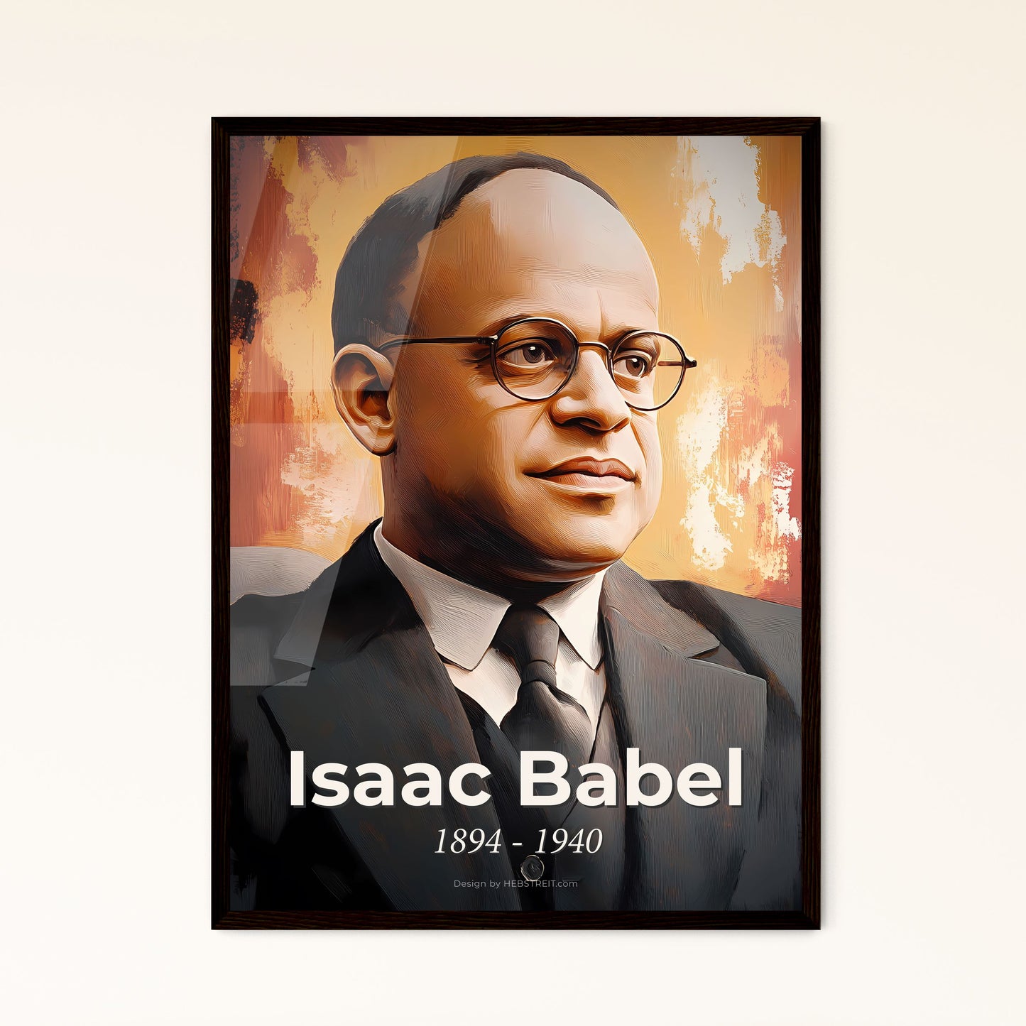 Portrait of Isaac Babel, 1894 - 1940. Impressionistic painting of a man in a suit and tie.