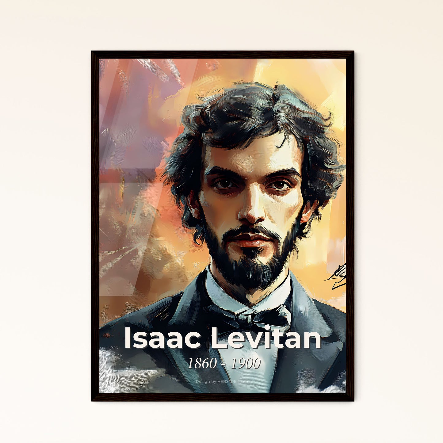 Portrait of Isaac Levitan, 1860 - 1900. Impressionistic painting of a man with a beard and mustache wearing a suit.