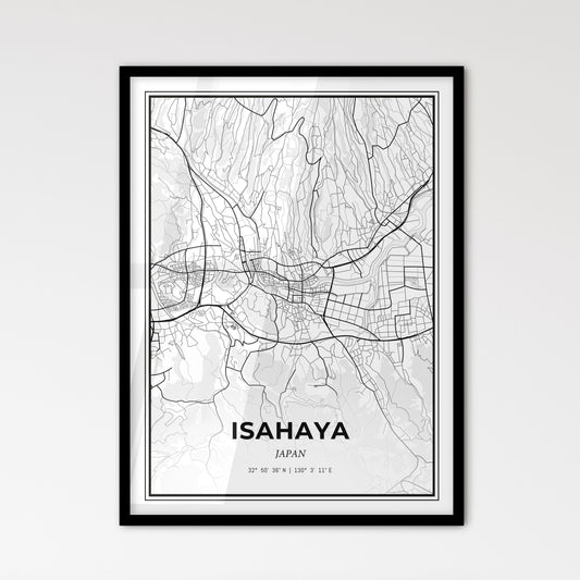 Isahaya Japan - Scandinavian Style City Map for Modern Home Decor