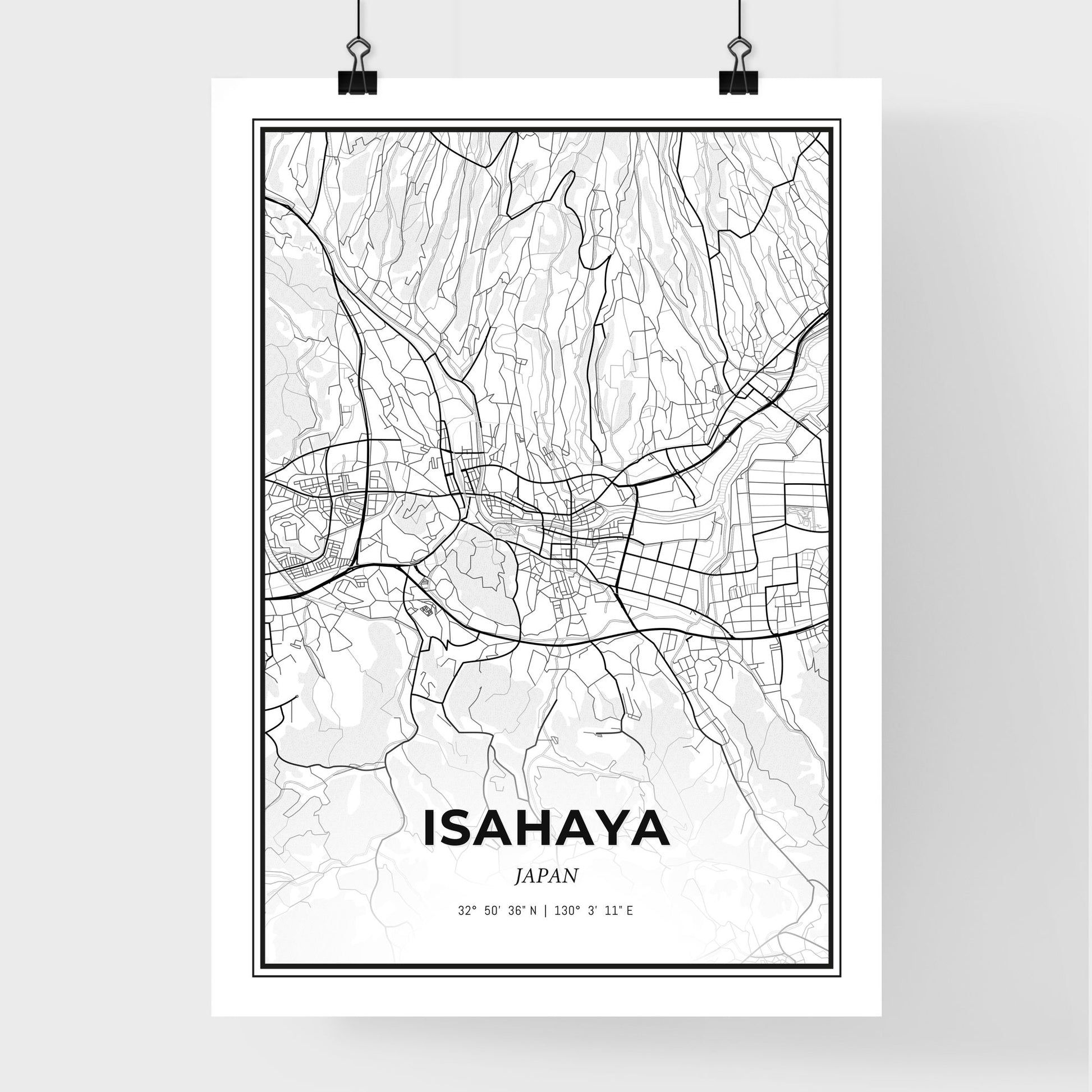 Isahaya Japan - Premium City Map Poster