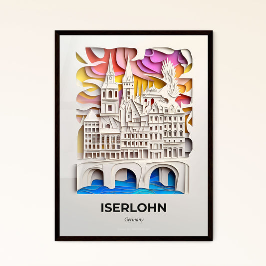 Vivid Iserlohn, Germany - a paper cut of a city with a bridge