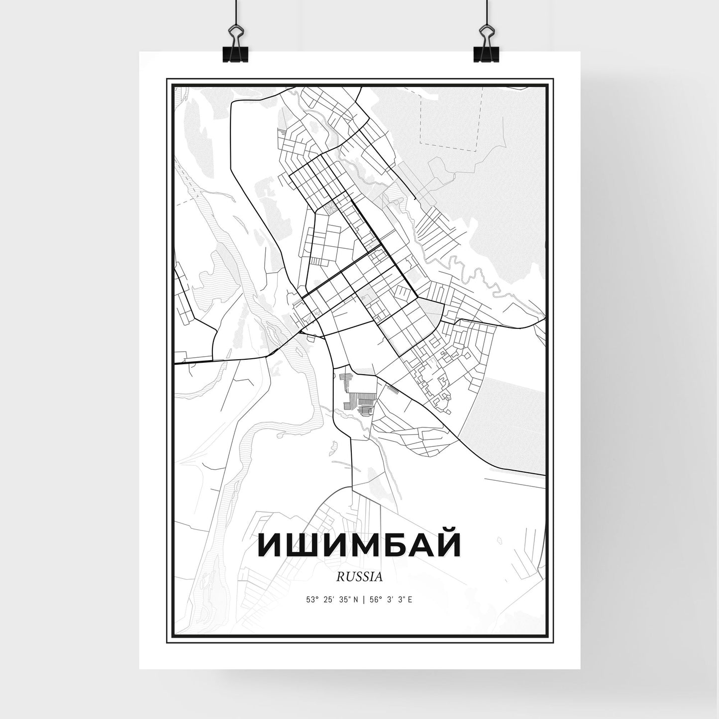 Ishimbay Russia - Premium City Map Poster