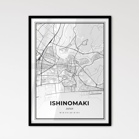 Ishinomaki Japan - Scandinavian Style City Map for Modern Home Decor