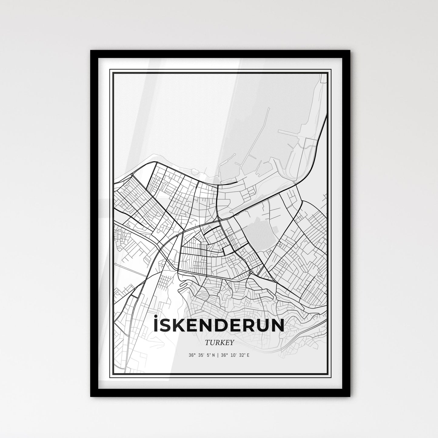 İskenderun Turkey - Scandinavian Style City Map for Modern Home Decor