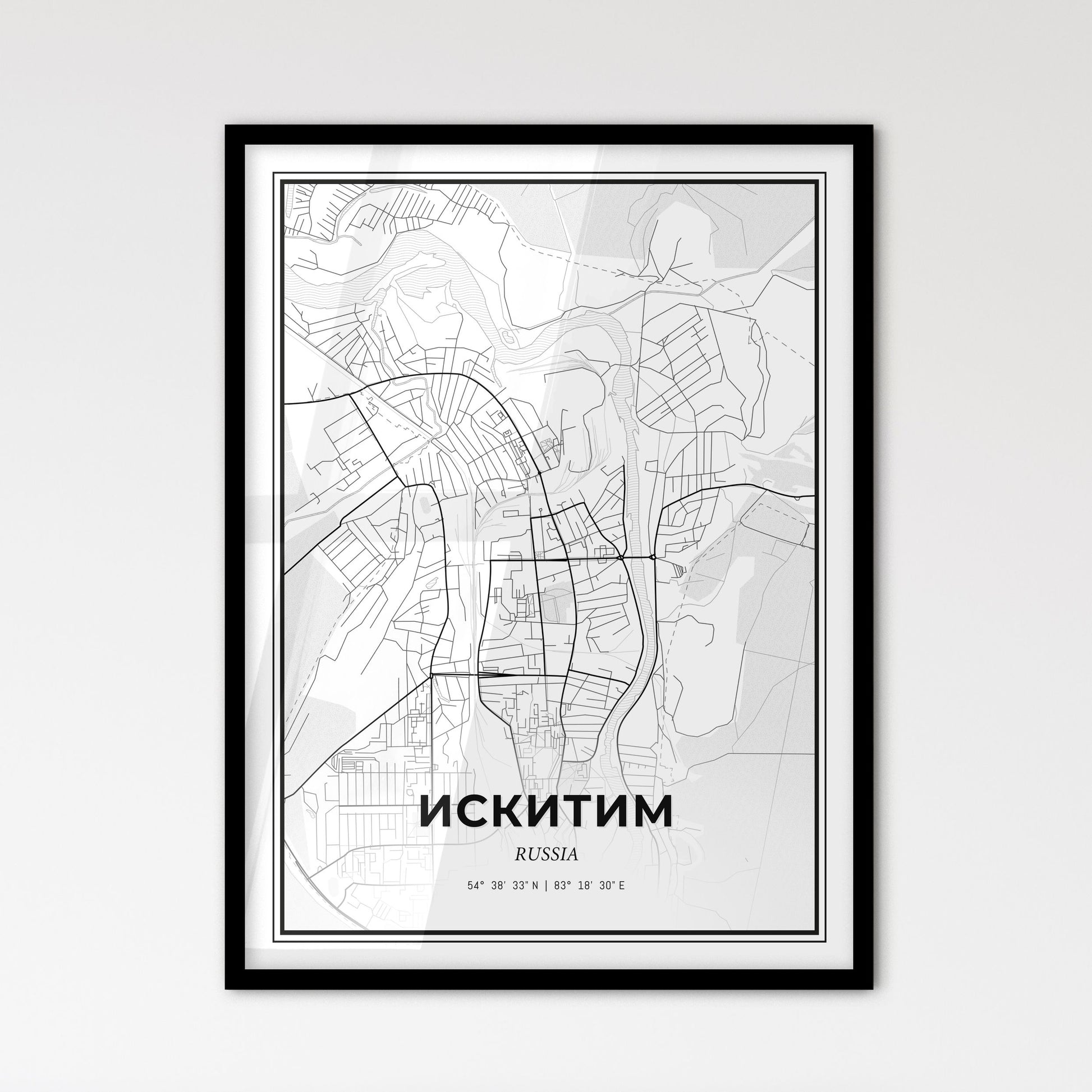 Iskitim Russia - Scandinavian Style City Map for Modern Home Decor