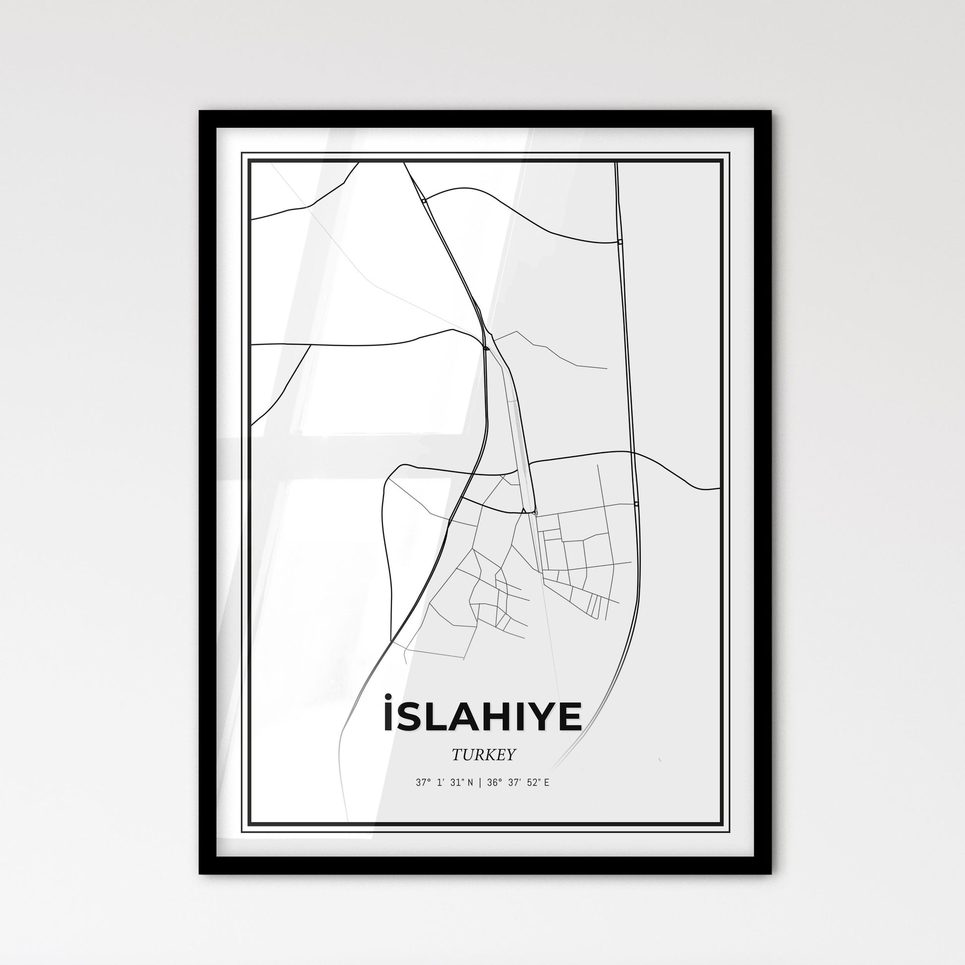 İslahiye Turkey - Scandinavian Style City Map for Modern Home Decor