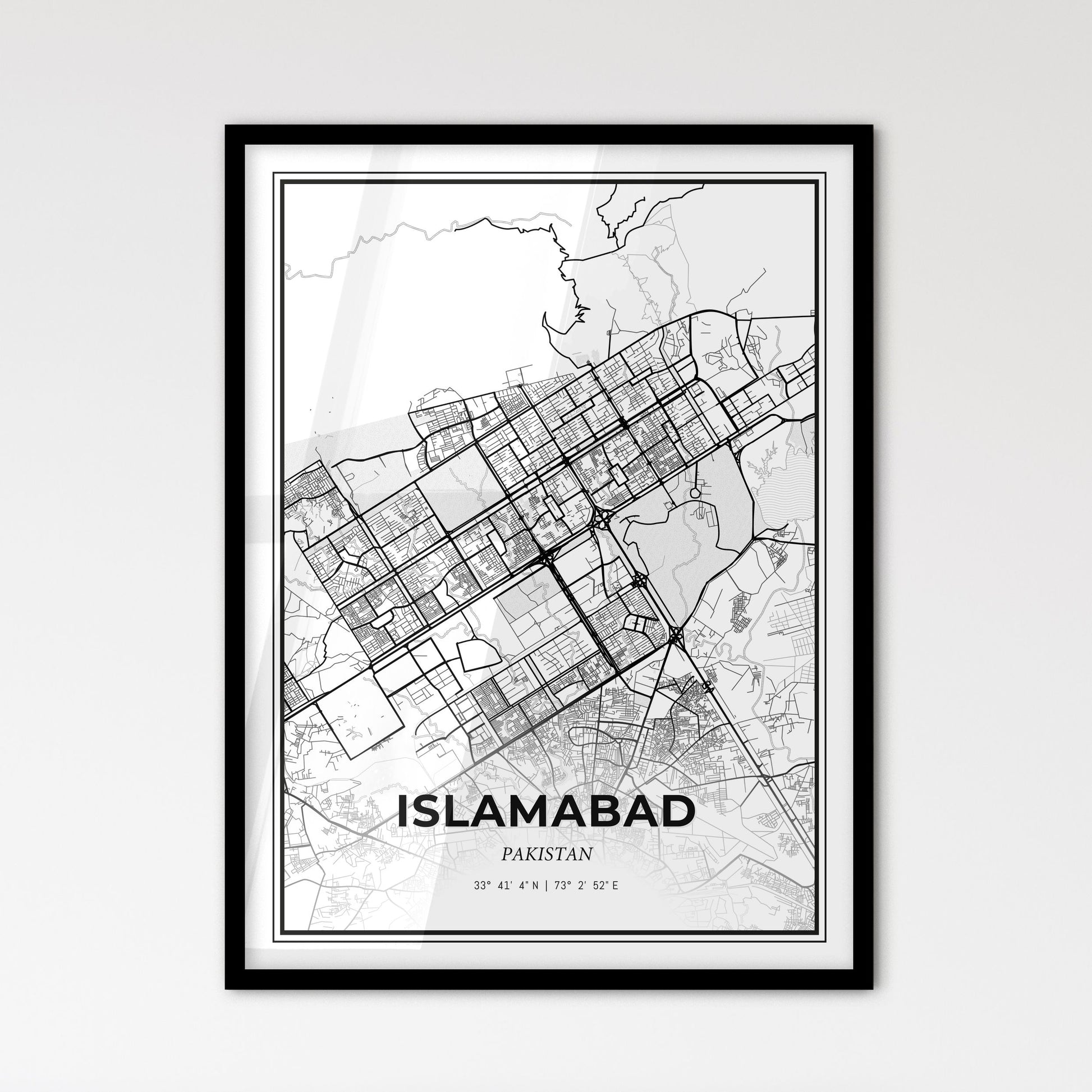 Islamabad Pakistan - Scandinavian Style City Map for Modern Home Decor