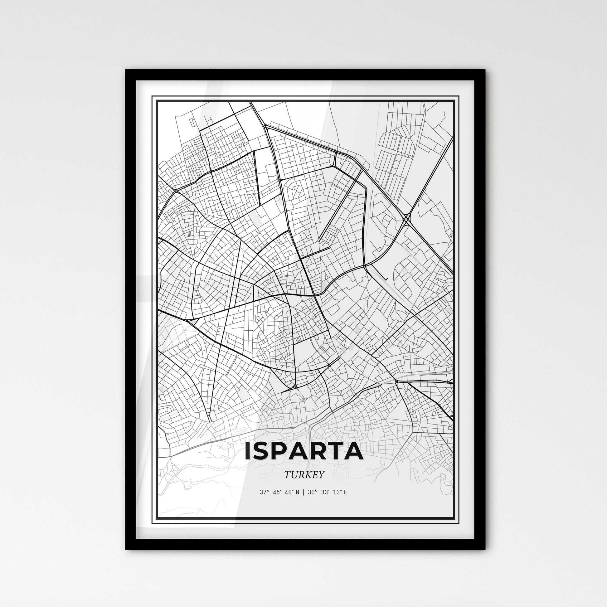 Isparta Turkey - Scandinavian Style City Map for Modern Home Decor