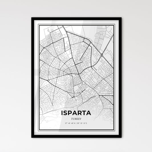 Isparta Turkey - Scandinavian Style City Map for Modern Home Decor