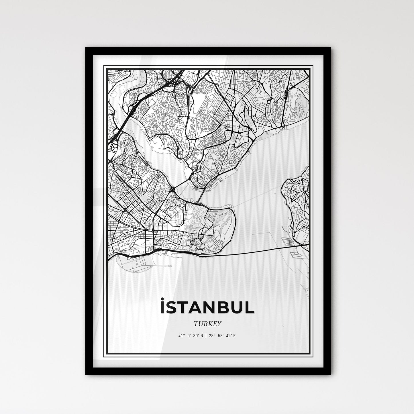 Istanbul Turkey - Scandinavian Style City Map for Modern Home Decor